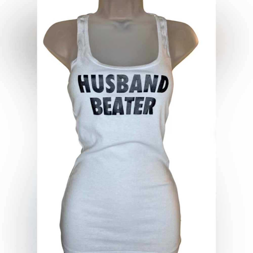 Husband Beater Funny tank top white with black text